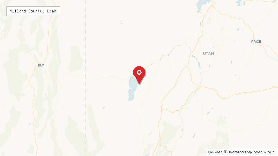 Street map of Millard County, Utah with location pin
