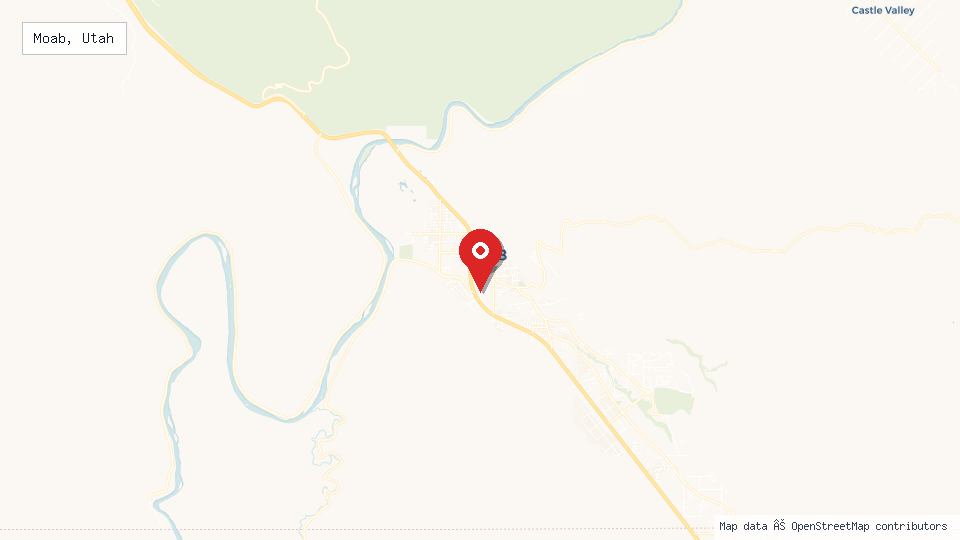 Street map of Moab, Utah with location pin