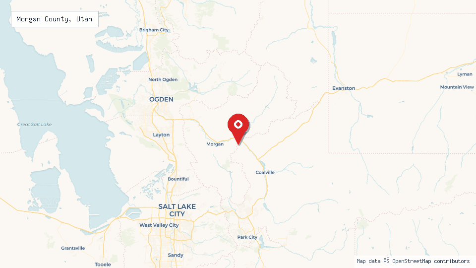 Street map of Morgan County, Utah with location pin