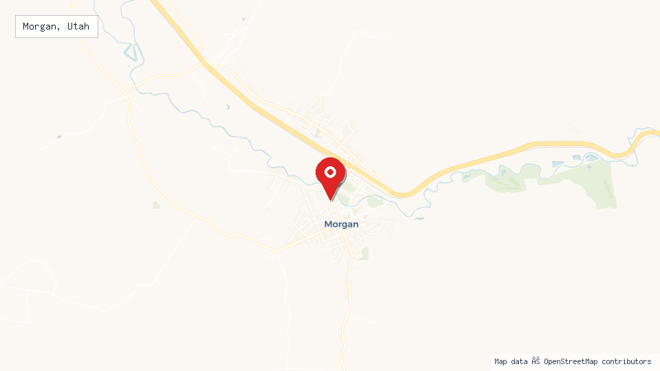 Street map of Morgan, Utah with location pin