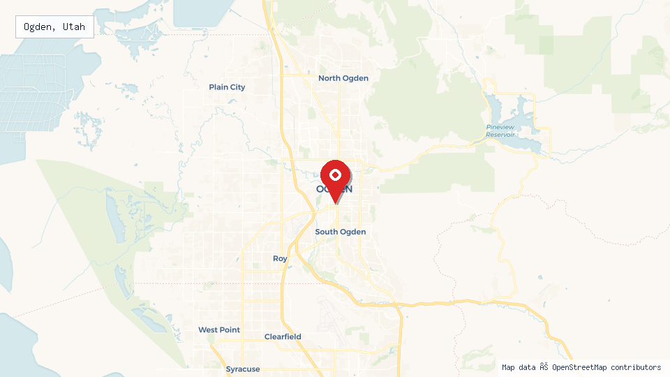 Street map of Ogden, Utah with location pin