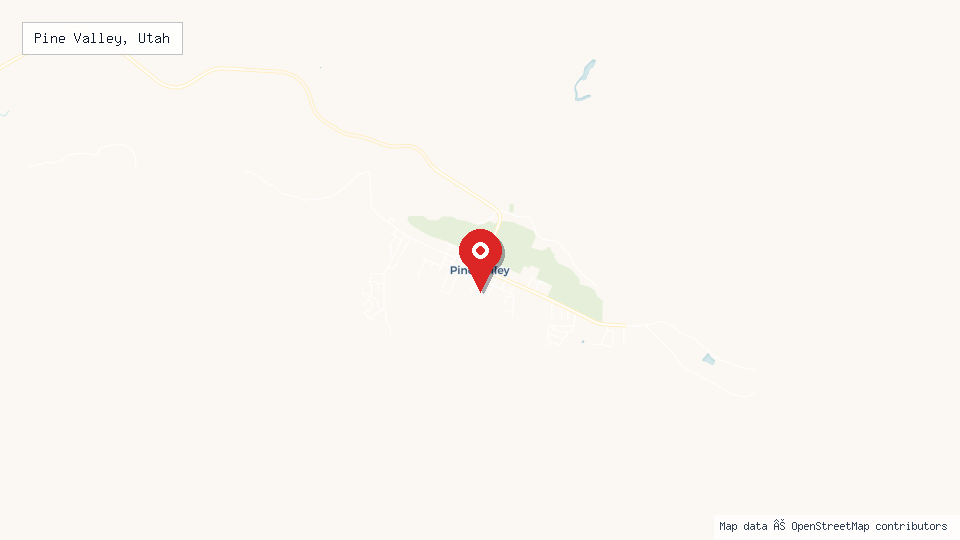 Street map of Pine Valley, Utah with location pin