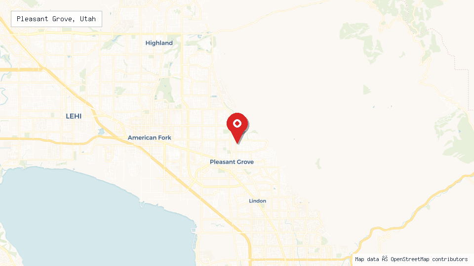 Street map of Pleasant Grove, Utah with location pin