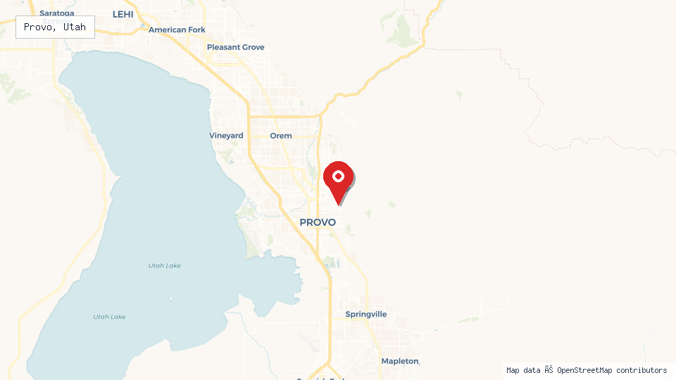 Street map of Provo, Utah with location pin