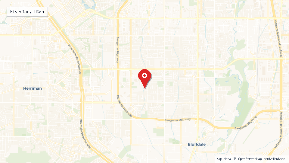 Street map of Riverton, Utah with location pin