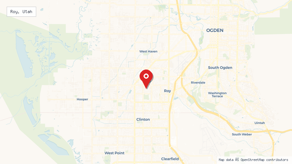 Street map of Roy, Utah with location pin