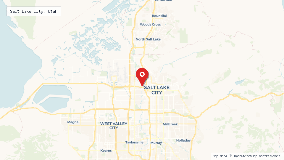 Street map of Salt Lake City, Utah with location pin