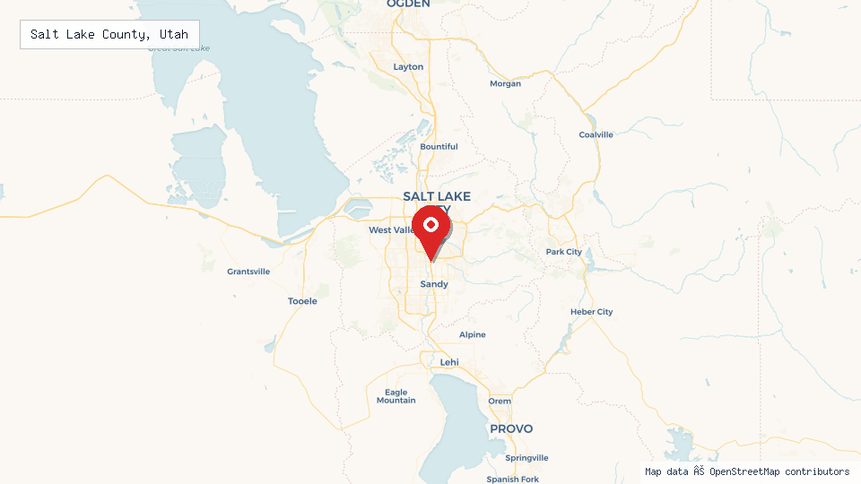 Street map of Salt Lake County, Utah with location pin