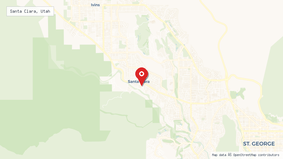 Street map of Santa Clara, Utah with location pin