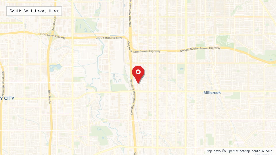 Street map of South Salt Lake, Utah with location pin