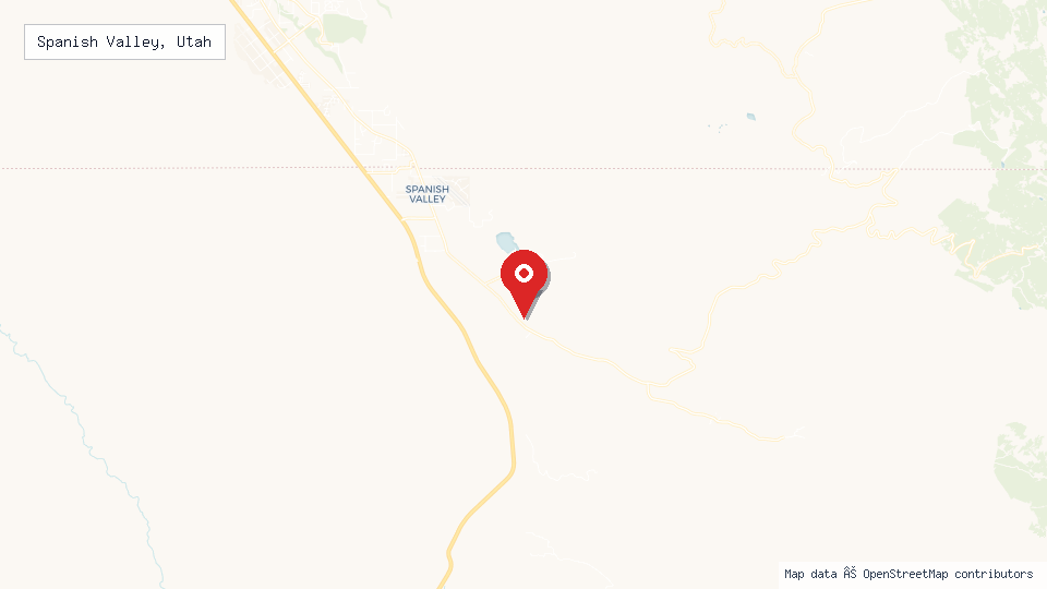 Street map of Spanish Valley, Utah with location pin