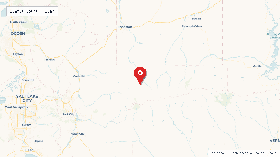 Street map of Summit County, Utah with location pin