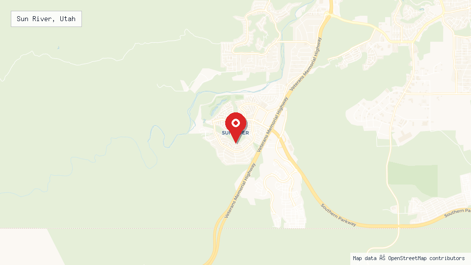 Street map of Sun River, Utah with location pin