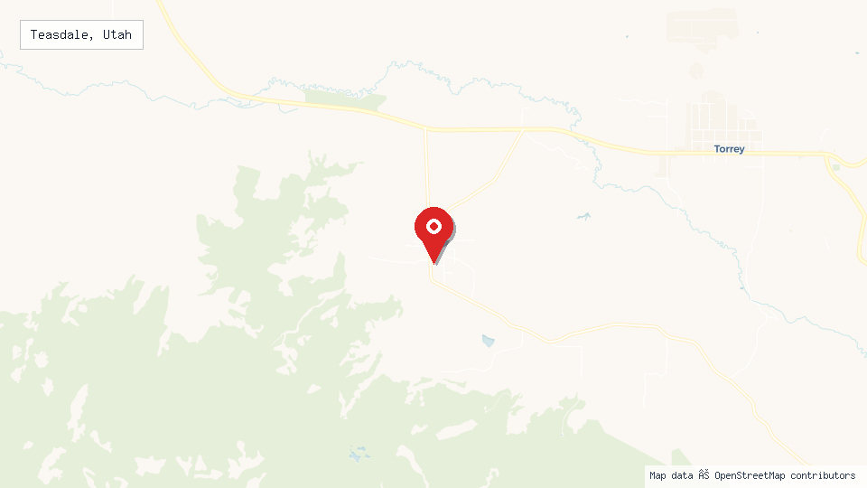 Street map of Teasdale, Utah with location pin