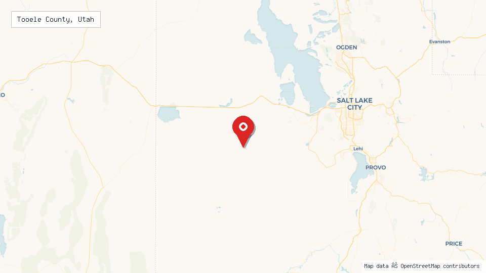 Street map of Tooele County, Utah with location pin