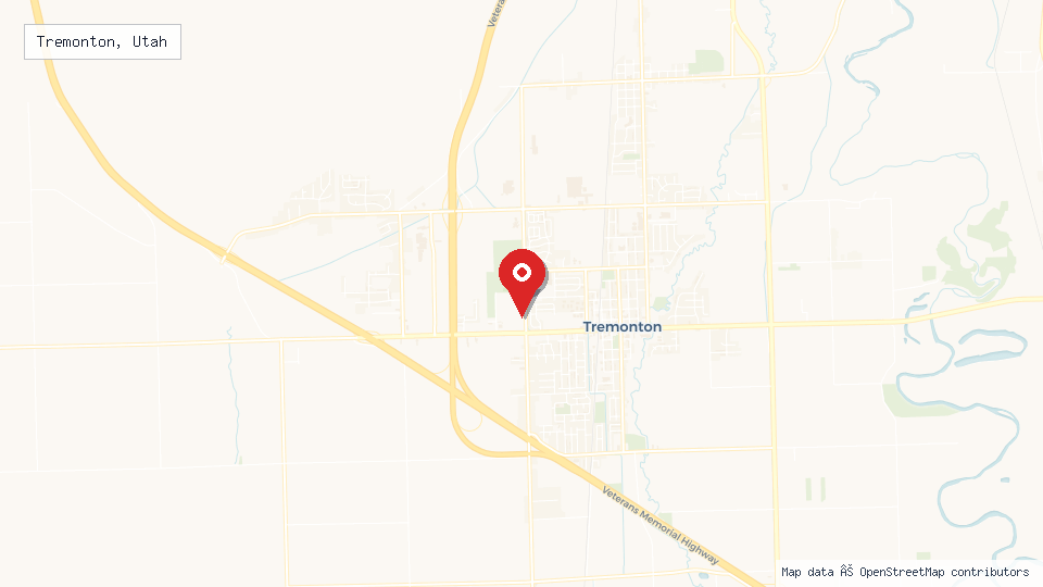 Street map of Tremonton, Utah with location pin