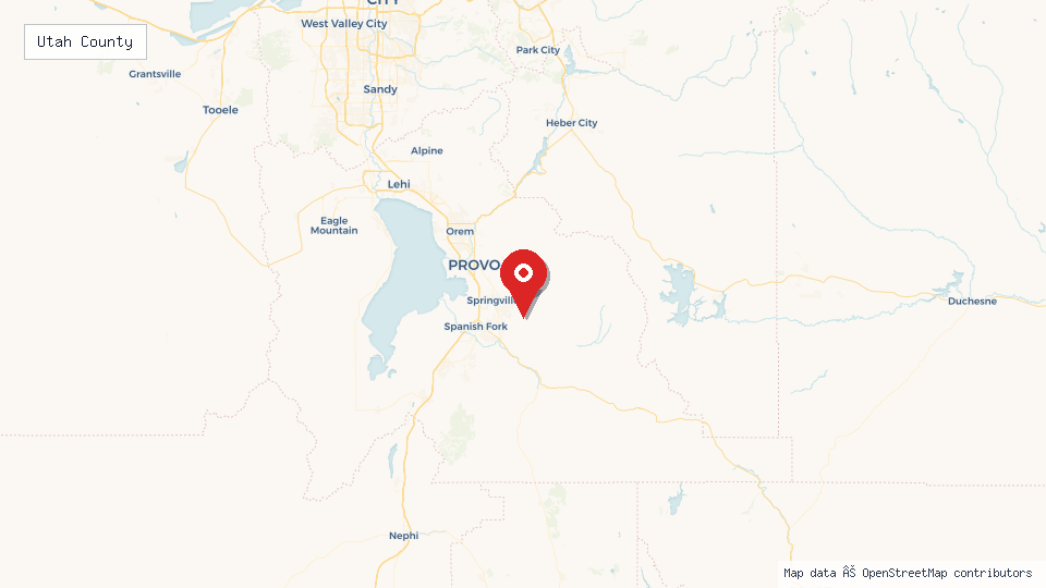Street map of Utah County with location pin