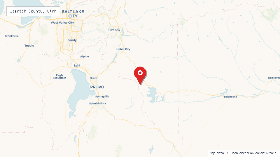Street map of Wasatch County, Utah with location pin