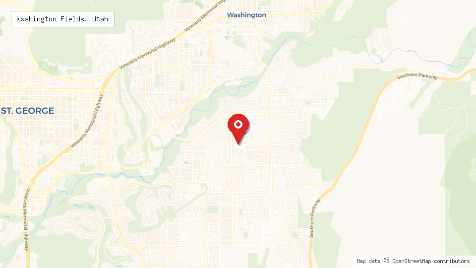 Street map of Washington Fields, Utah with location pin