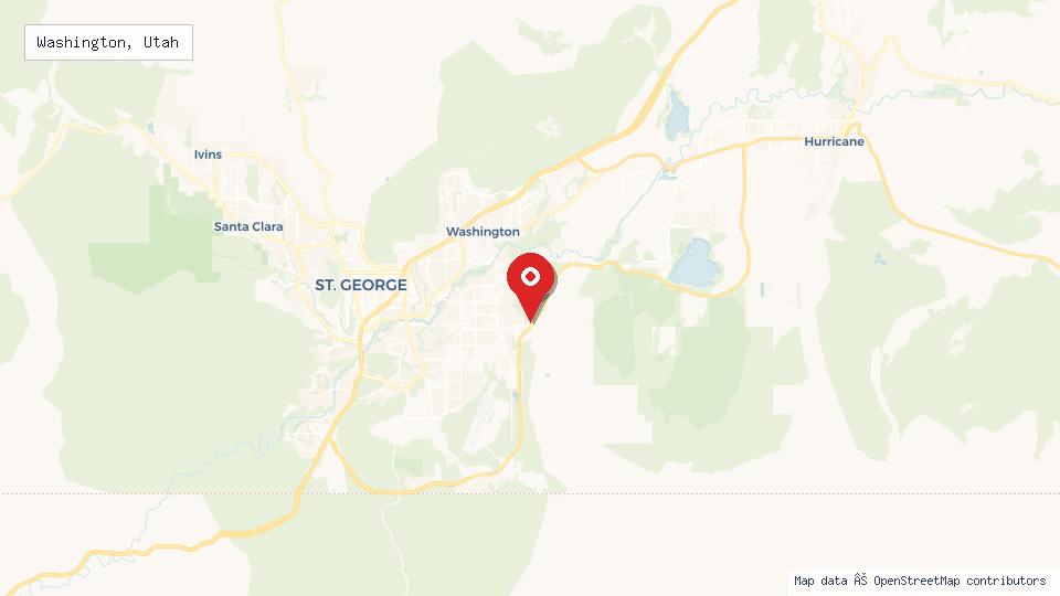 Street map of Washington, Utah with location pin