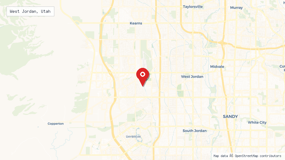Street map of West Jordan, Utah with location pin