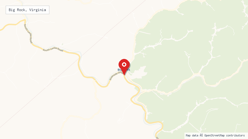 Street map of Big Rock, Virginia with location pin
