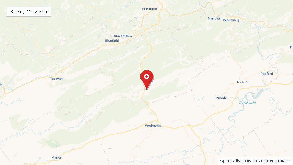 Street map of Bland, Virginia with location pin