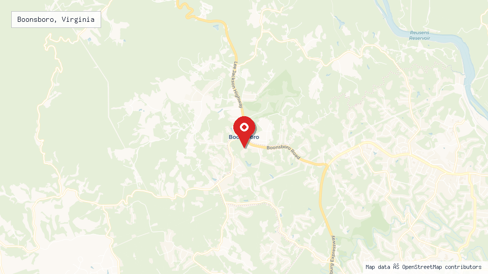 Street map of Boonsboro, Virginia with location pin
