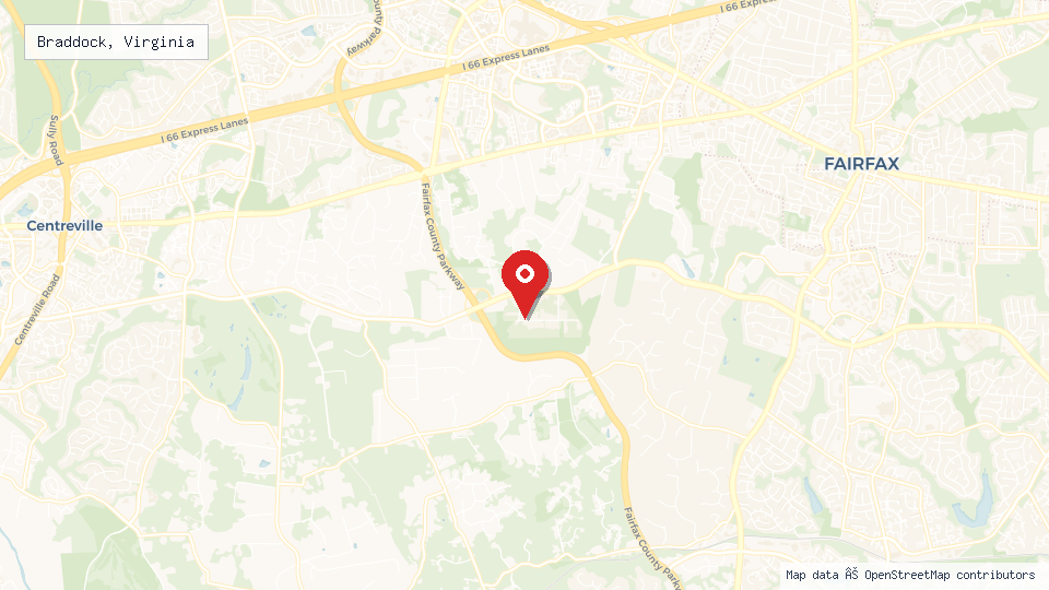 Street map of Braddock, Virginia with location pin