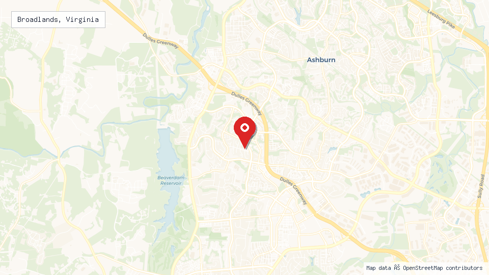 Street map of Broadlands, Virginia with location pin