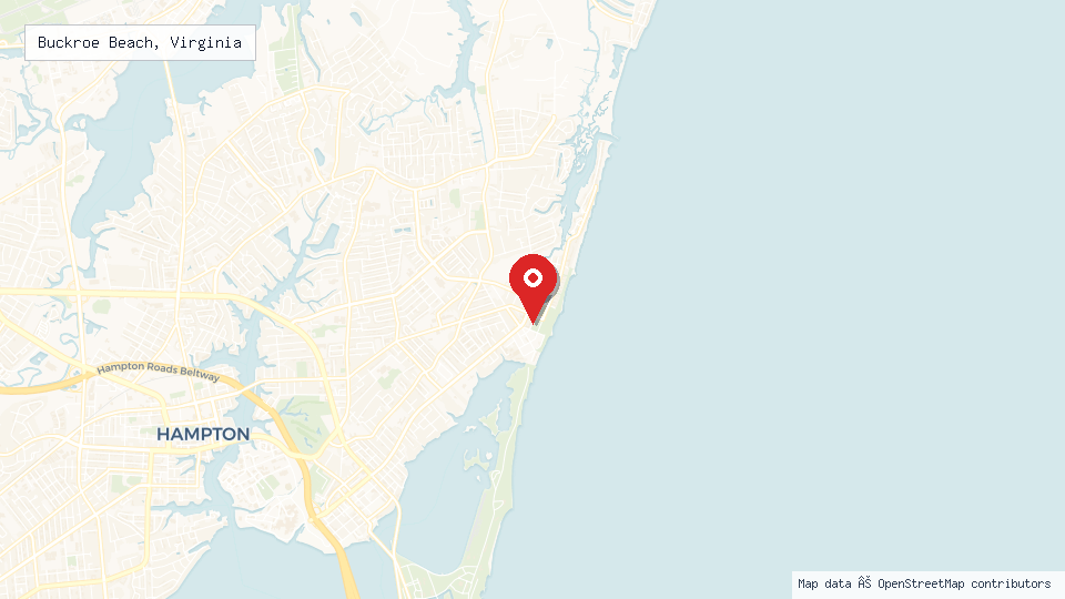 Street map of Buckroe Beach, Virginia with location pin