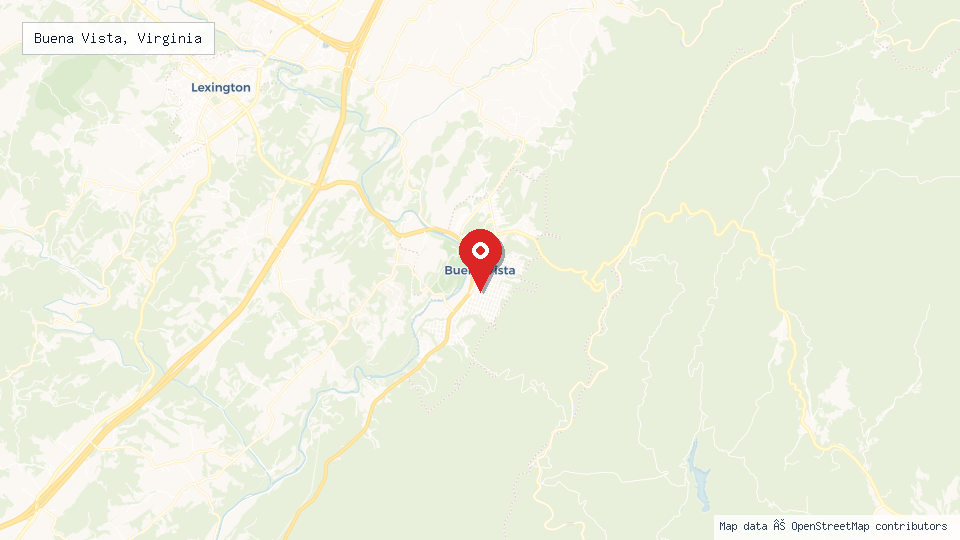 Street map of Buena Vista, Virginia with location pin
