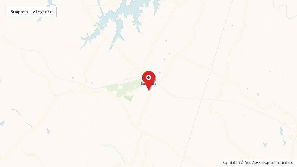Street map of Bumpass, Virginia with location pin