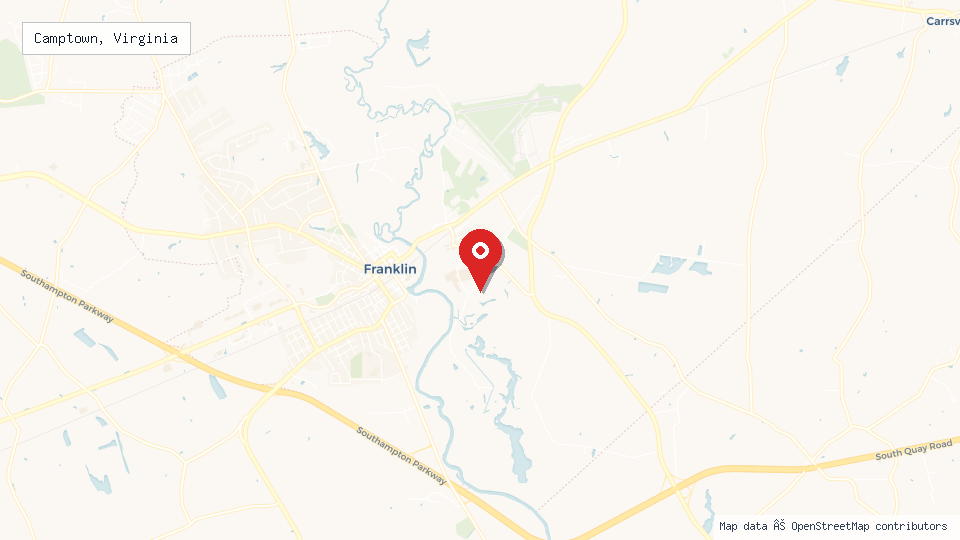 Street map of Camptown, Virginia with location pin