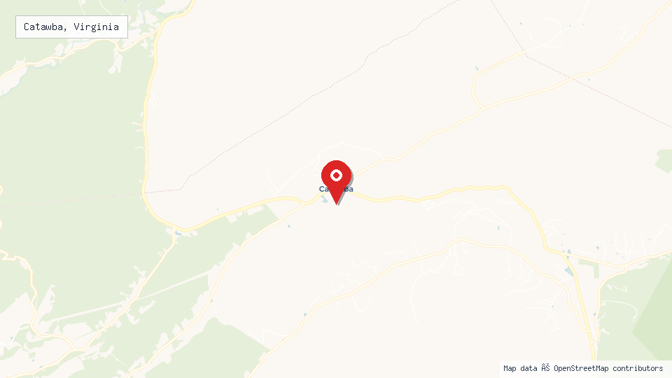 Street map of Catawba, Virginia with location pin