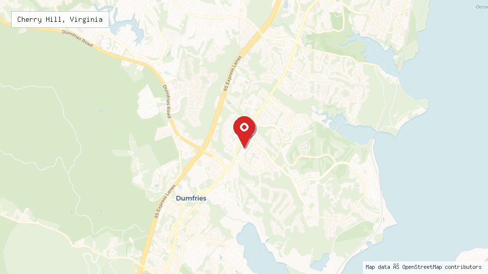 Street map of Cherry Hill, Virginia with location pin
