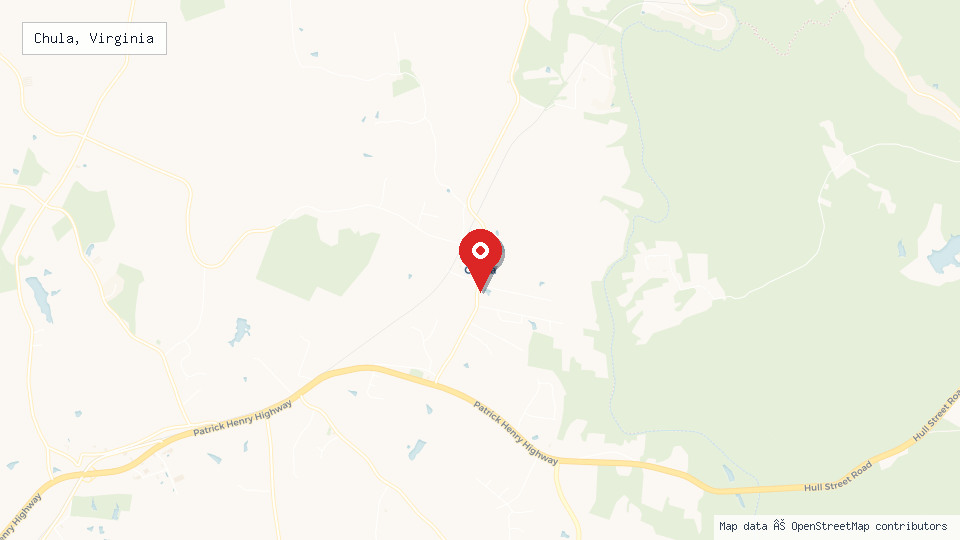 Street map of Chula, Virginia with location pin