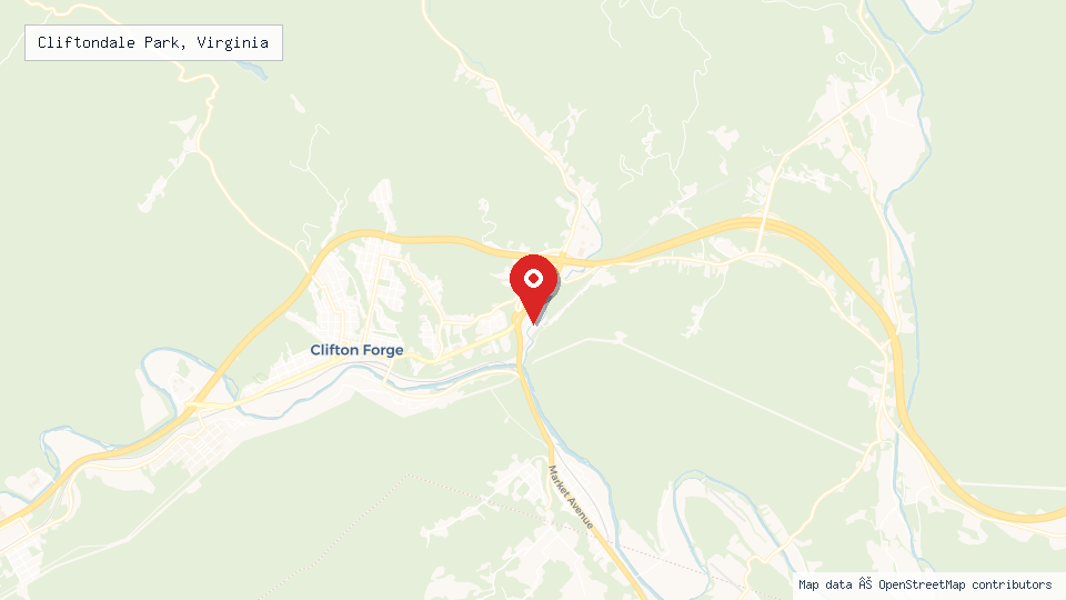 Street map of Cliftondale Park, Virginia with location pin