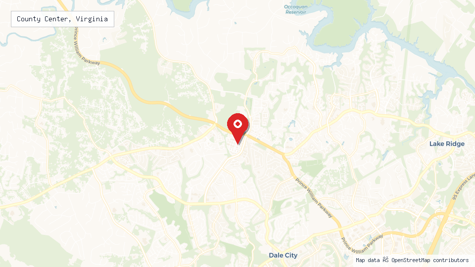 Street map of County Center, Virginia with location pin