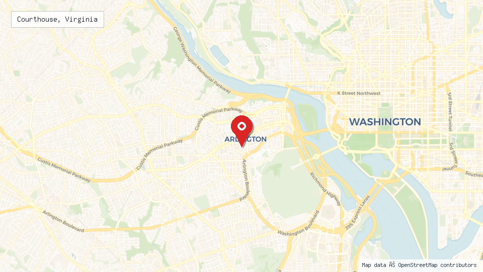 Street map of Courthouse, Virginia with location pin