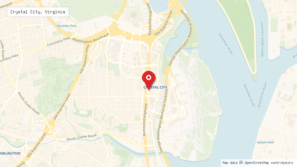 Street map of Crystal City, Virginia with location pin