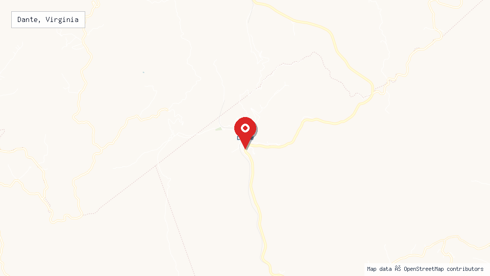 Street map of Dante, Virginia with location pin