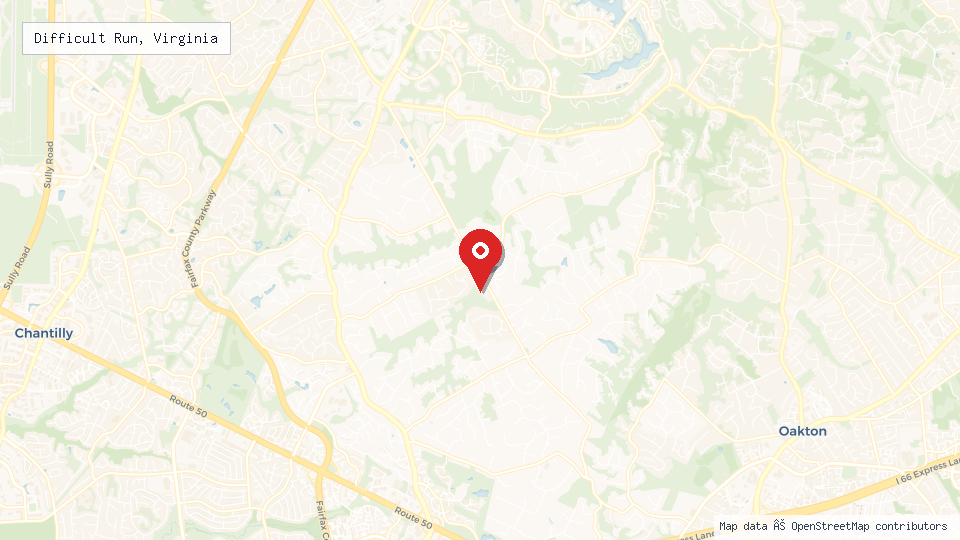 Street map of Difficult Run, Virginia with location pin
