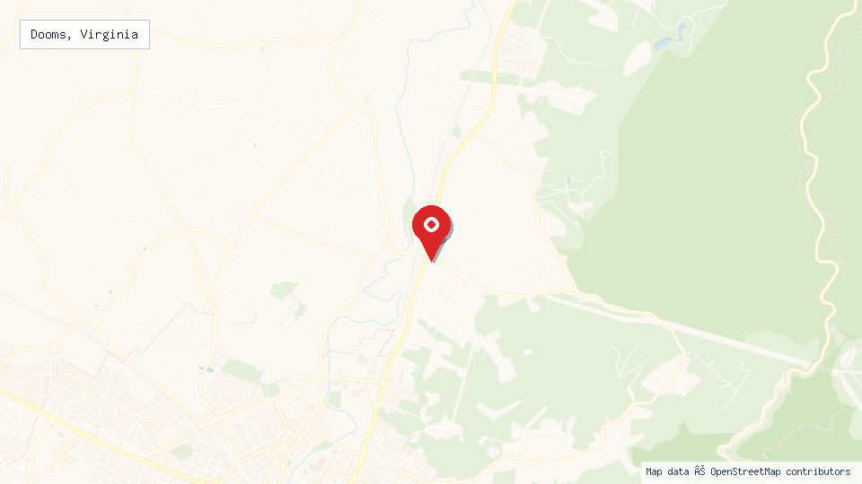 Street map of Dooms, Virginia with location pin