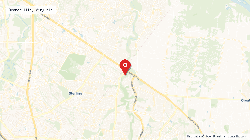 Street map of Dranesville, Virginia with location pin