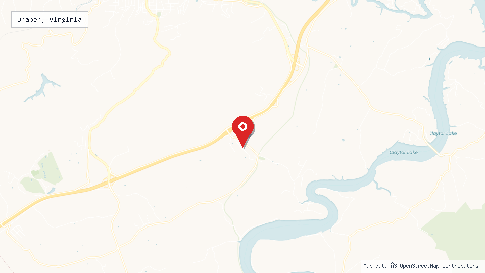 Street map of Draper, Virginia with location pin