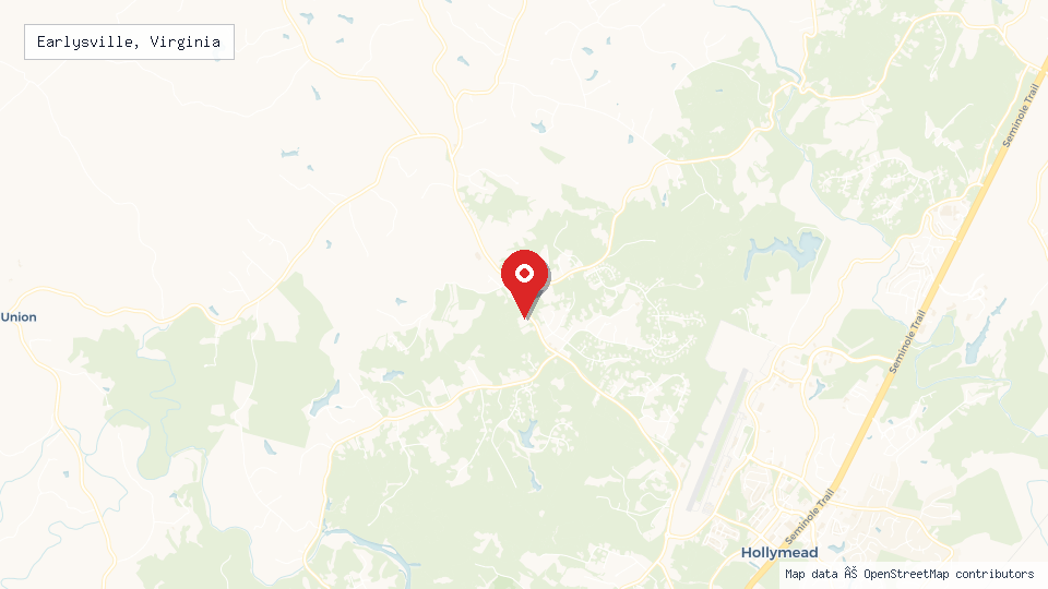 Street map of Earlysville, Virginia with location pin