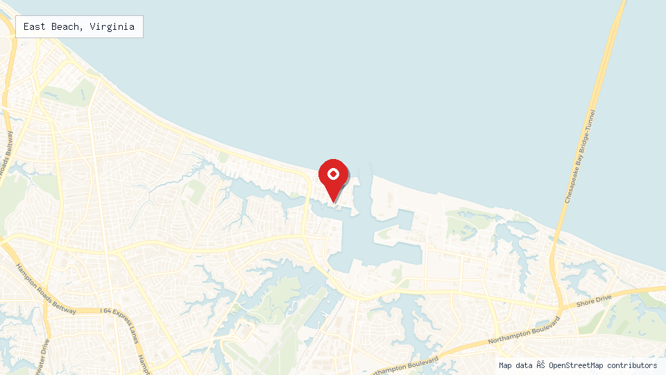 Street map of East Beach, Virginia with location pin