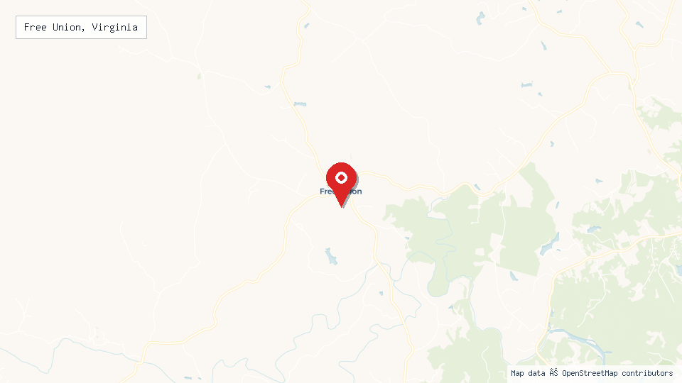 Street map of Free Union, Virginia with location pin