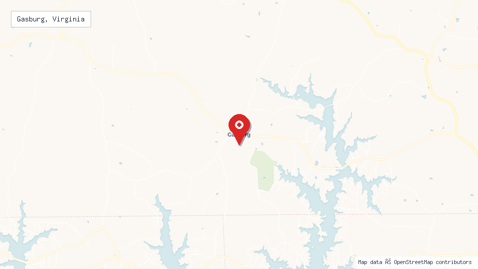 Street map of Gasburg, Virginia with location pin
